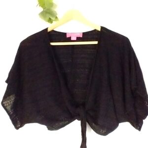 Liz Lang Maternity for Target Soft Cozy Cap Sleeve Crop Black Wrap Cardigan XL